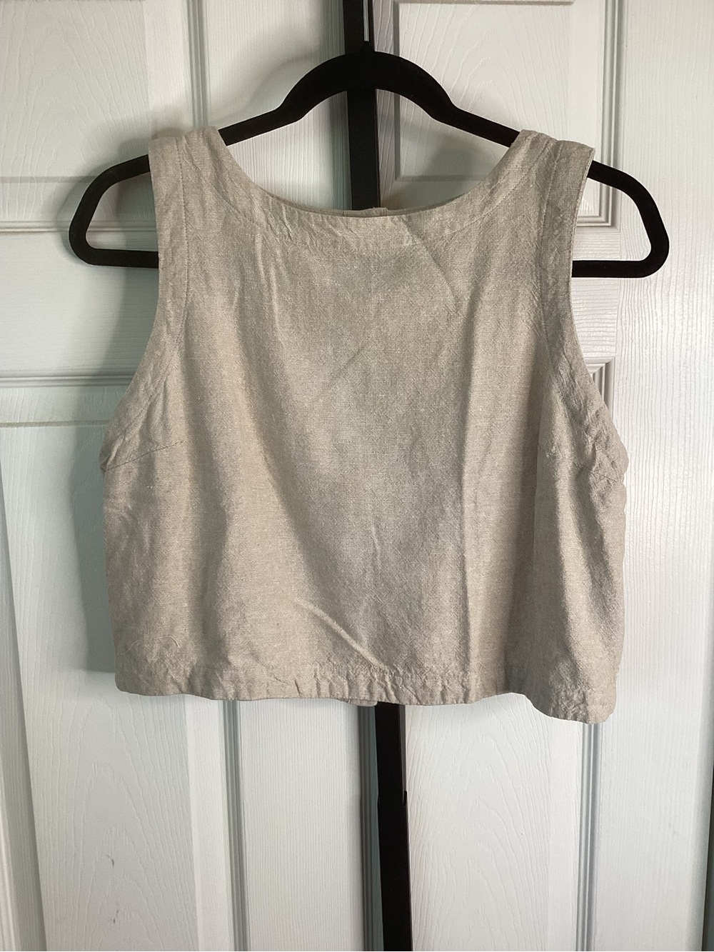 Old Navy Neutral Cream Linen Blend Crop Tank, size Medium